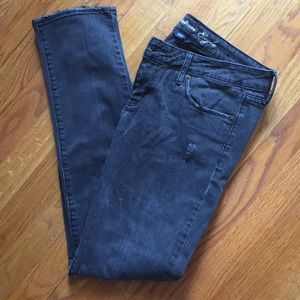 American Eagle Grey Distressed Skinny Jeans